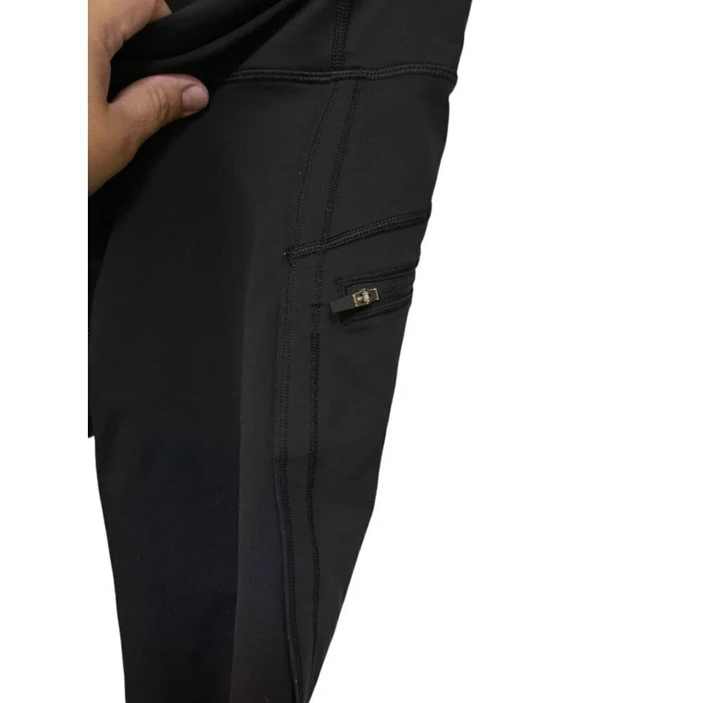 LULULEMON ATHLETICA BLACK SIDE ZIPPER POCKET CROP LEGGINGS SIZE 4 CAPRI
